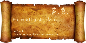 Petrovity Uriás névjegykártya